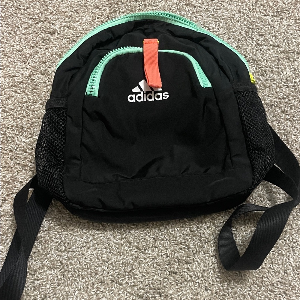 adidas Black Mini Backpack with Mint Trim and Coral Pull
